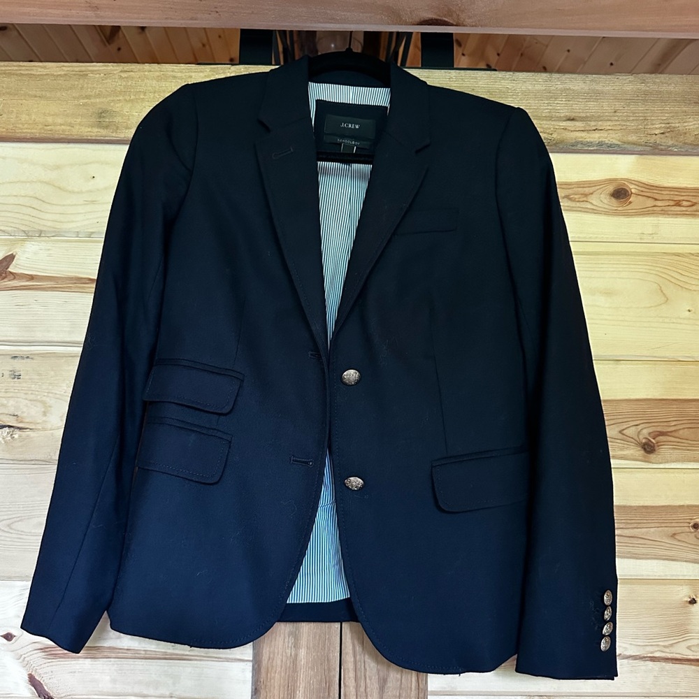 J Crew Schoolboy Navy Blue Wool Blazer